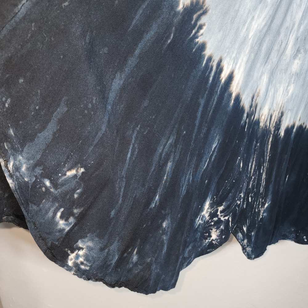 The Silk Road Traders Maxi Skirt Women OS Rayon Blue Black Tie Dye Boho - Picture 6 of 13